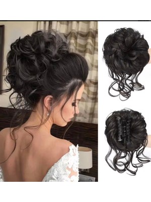 Handmade Tokalı Kuyruklu Dagınık Topuz Sac Siyah