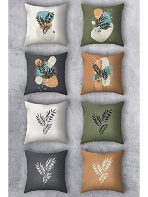 Berry Store Çift Tarafı Baskılı 43X43 Kırlent Kılıfı 8'li Set Kombini