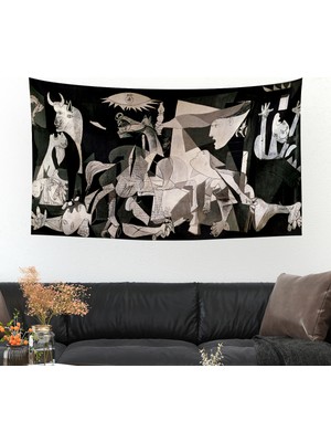 Vagonik Pablo Picasso Guernica Desenli Duvar Örtüsü Halısı Yüksek Kaliteli Mikrofiber 70X140 cm