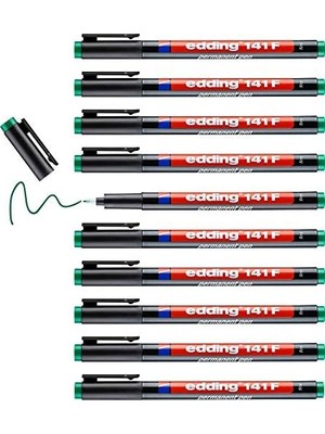 Nisar Store 141 F Permanent Kalem - Asetat Kalemi Yeşil - 10 Kalem - 0,6 mm Yuvarlak Uç