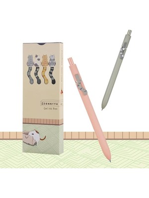 Nisar Store Zennyth Mavi Mürekkepli Cat (Kedi) Jel Kalem 4'lü