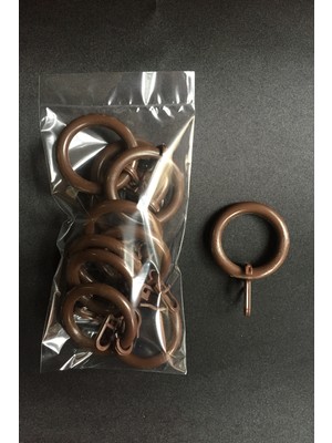 Konur Store Ceviz Renkli Rustik Perde Aksesuarı Halkası ve Klips - 10 Adet Plastik Malzeme