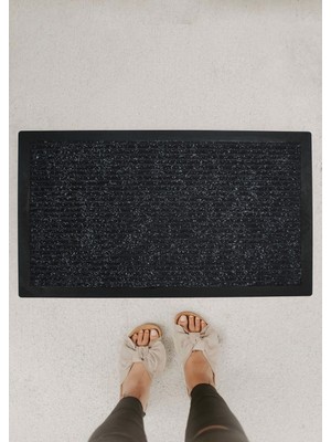 Dekoratif Nem Alıcı Toz Alıcı Siyah Kapı Önü Paspası 462703