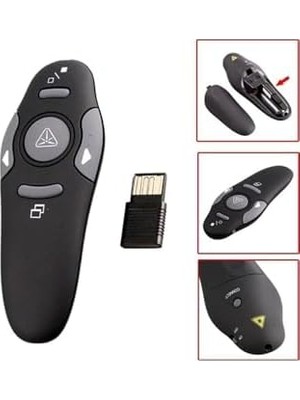 Nisar Store Lazer Sunum ve Slayt Atlama Kumandası Kablosuz Sunum Kalemi Siyah
