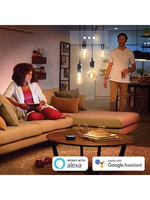 Nisar Store Hue E27 Filament A60 550 Lm, Sıcak Beyaz Işık, Kısılabilir, Uygulama Üzerinden Kontrol Edilebilir, Amazon Alexa (Echo, Echo Dot) ile Uyumlu