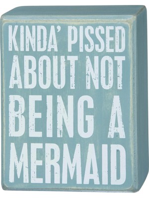 Nisar Store Primitives By Kathy 30835 Plajdan Esinlenen Mavi Deniz Kızı Ahşap Kutu Tabela, 10,18 cm x 12,7 Cm, Kinda Pissed