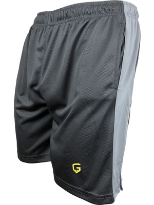 Top Glory Gri Şeritli Spor Şortu Erkekler İçin Nefes Alabilen Özellikli Fitness Şort