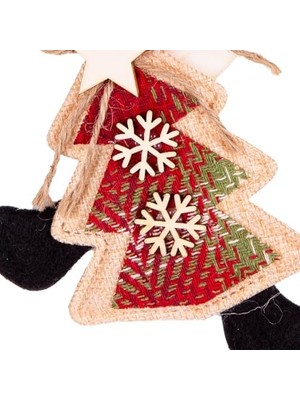 Berry Store Yılbaşı Süsü Kardan Adam Çam Ağacı Figürlü Kırmızı 16X17 Cm.