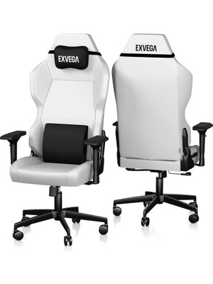 EXVEGA Andromeda Beyaz Oyuncu Koltuğu Yüksek Yoğunluklu Sünger ve Ergonomik Tasarım ile Rahatlık