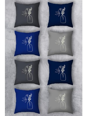 Berry Store Çift Tarafı Baskılı 43X43 Kırlent Kılıfı 8'li Set Kombini