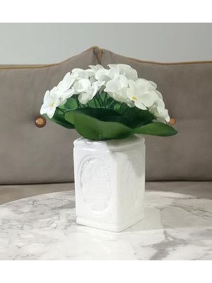 Berry Store Dahil, Dahil,vazoda Çiçek,beyaz Yapay Çiçek, Dekoratif Çiçekli Kare 8X8X16CM