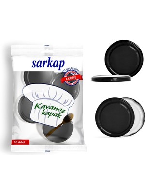 Sarkap Hijyenik Paketli 10 Adet Kavanoz Kapağı - Siyah - 82mm