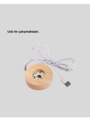 Dekoratif LED Kristal Küre Ahşap Altlıklı Gece Lambası