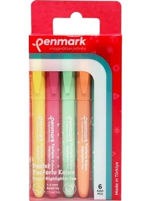 Berry Store Kalem Tipi Fosforlu Kalem 6'lı Bristol Pastel