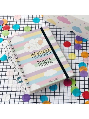 Bikutumutluluk Merhaba Dünya Hamile Günlüğü 160 Sayfa Spiralli Sert Kapak Defter
