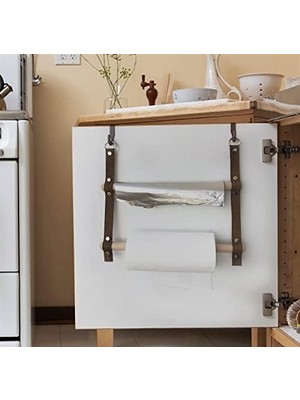 Berry Store Tezgah Üstü Folyoluk Streçlik ve Kağıt Havluluk Düzenleyici LZ01- Mutfak Organizer Baharatlık Elbezi Havlu Askısı (Koyu Kahve)