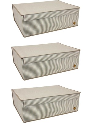 Tıkla Yolla  3 Adet Baza İçi Düzenleyici 50x40x19 cm Kapaklı Organizer Kutu Çok Amaçlı Saklama Ürünü