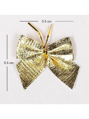 Nisar Store Yılbaşı Süsü Askılı Fiyonk 12'li Paket Dore 5,5x5,5 Cm.