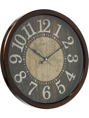 Nisar Store Galaxy 706-3 Modern Kadranlı Dünya Haritalı Sessiz Akar Duvar Saati, 42CM