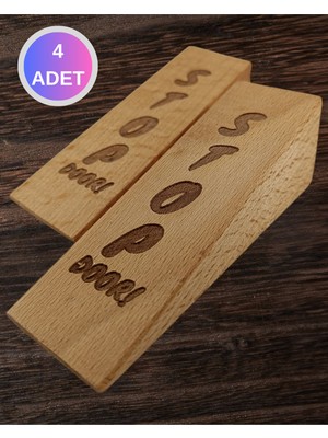 Royal Hediyelik 4 Adet Ahşap Kapı Stoperi Kapı Tutucu Takoz Durdurucu Stop Door Yazılı Kaymaz Keçeli