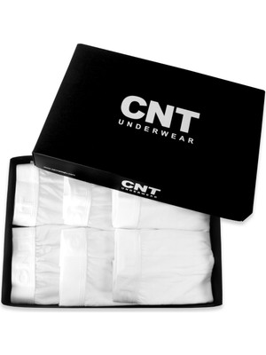 Cnt Erkek Desenli Boxer Likralı 6'lı Premium Paket L Beden Beyaz Renkli Rahat Kullanım
