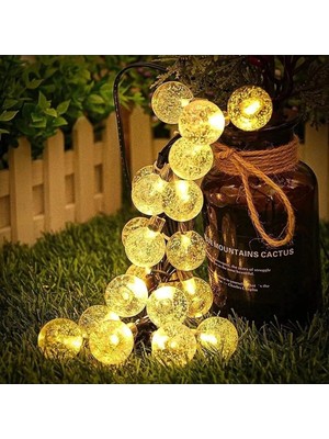 Berry Store Solar Güneş Enerjili Ampul Şeklinde LED Aydınlatma 8 Metre Uzunlukta 47 Adetli, 8 Modlu Lamba LED Bahçe,, Havuz Kenarı Aydınlatması Su Geçirmez (Sarı Gün Işığı)