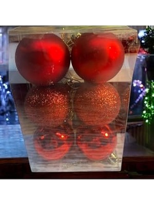 Nisar Store 6 Adet Kırmızı 5 cm Yılbaşı Topu, Topu,çam Ağacı Topu, Süs Topu T-47, Kırmızı