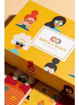 Katia & Bony Kadın Çiçek ve Yüz Desenli 3'lü Kutulu Soket Çorap