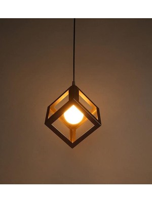 Berry Store Endüstriyel Rustik Otantik Siyah Metal Kafes Tekli Sarkıt Avize Aydınlatma