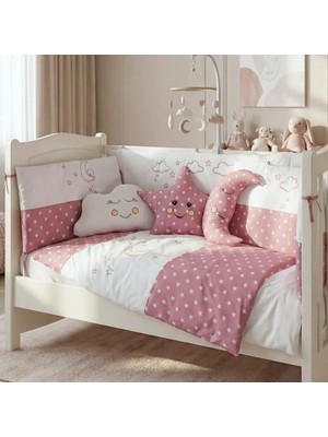 Kista Baby Park Yatak Bebek Uyku Seti Nevresim Takımı 70x110 Cloudy Pembe