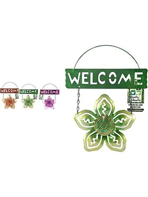 Berry Store Balkon ve Bahçe Hoşgeldiniz Tabelası Yeşil Çiçek