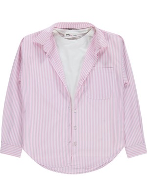 Civil Girls Çizgili 10-13 Yaş Gömlek - Pembe