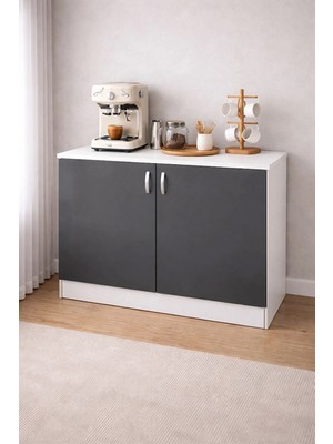 Tdesigno Asia Mutfak Alt Modül - Dolap 100  cm  Antrasit--Tezgah Dahil