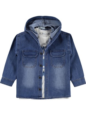 Civil Boys Kapşonlu Tişörtlü 6-9 Yaş Gömlek - Mavi