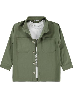 Civil Boys Çift Cepli Tişörtlü 6-9 Yaş Gömlek - Haki