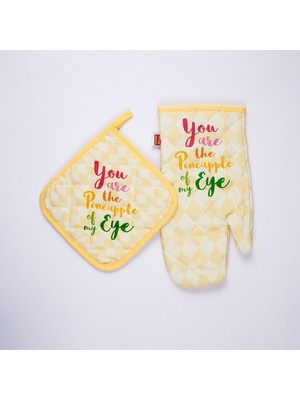 Maxstyle Tutac Set Pıneapple Sarı Renkli Yumuşak Dokulu Dayanıklı Mutfak Tekstili Seti