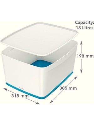 Nisar Store 52161036 A4 Mybox Kapaklı Geniş Saklama Kutusu, Beyaz/metalik Mavi