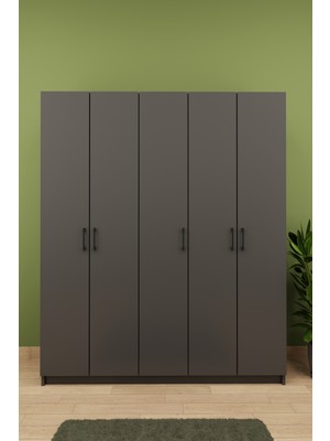 Asra Trend Lüks 5 Kapaklı Portmanto Askılı Vestiyer %100 MDF Ayakkabılık Dolabı V09