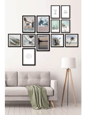 Berry Store 12 Parça Dekoratif Mdf Tablo Seti Çerçeve Görünümlü DEKOLIADKJ049