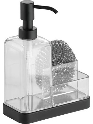 Berry Store 67097EU Forma 2 Sabun-Ve Sünger-Caddy, Mat Siyah/şeffaf
