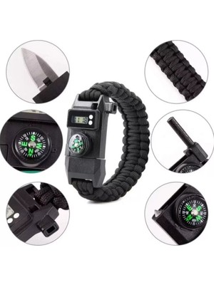 SHC4200 Paracord Dijital Saat Düdük Hayatta Kalma Kamp Bilekliği