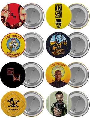 Satürn Breaking Bad Çanta Rozeti Seti 8 Adet En Büyük Boy 5.8cm Iğneli Broş