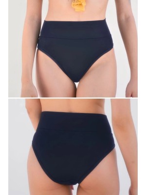Peddon Regl Dönemine Özel Konforlu Pedkini Bikini Altı Süper Emici Yüksek Bel Lacivert Regl Mayosu
