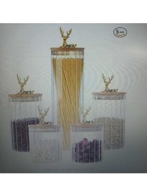 Berry Store (9X10 Cm) 1 Adet Parlak Şeffaf Renk Geyikli Cam Saklama Kabı Geyik Başlı Y-511,ŞEFFAF