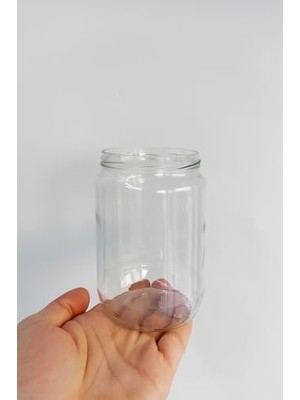 Berry Store 720 ml Şeffaf Kavanoz 720 cc Konserve Metal Siyah Kapaklı Cam Kavanoz 6 Adet