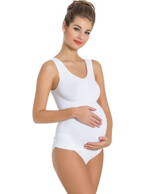 Miss Fit 1636 Kalın Askılı Hamile Atlet Korse S - M Beden Beyaz Renkli Rahat Kullanım