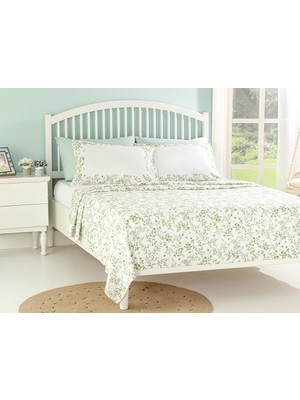 English Home Natur Baskılı Pamuklu Tek Kişilik Pike Takımı 150x220 cm Yeşil