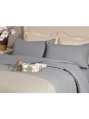 English Home Crystal İpeksi Twill Çift Kişilik Nevresim Takımı Gri