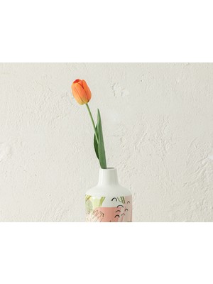 English Home Tulip Garden Tek Dal Yapay Çiçek Turuncu