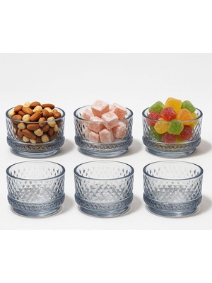 Berry Store Lüx Kristal Büyük Cam Sunum Seti 6'lı, Kristal Kesme Cam Dondurmalık ve Tatlı Sunum, 9 cm x 5 cm